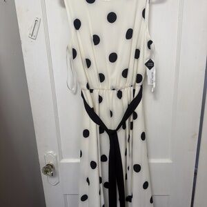 Studio One Black and White Polka Dot Midi Dress